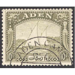 Aden 1937 10r Olive Green Dhow Scott 12 VFU