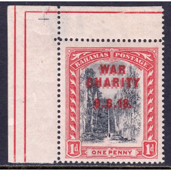 BAHAMAS — SCOTT B2a (SG 101a) — 1919 WAR CHARITY DOUBLE OVPT. — MH