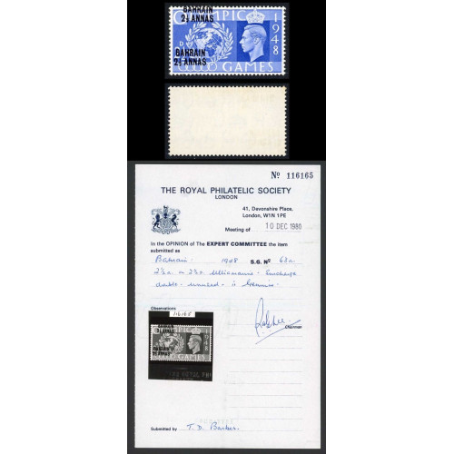 Showing image for Bahrain-SG63a 2-1-2d-Olympics Overprint DOUBLED-Very-Fine-M/M-RPS-Cert