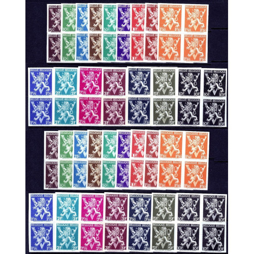BELGIUM — SCOTT 322-337,338-353 — LION RAMPANT SETS— MNH IMPERFORATE BLOCKS Bild