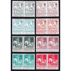 BELGIUM — SCOTT B9-B16 COB 92-99 — 1911 OVPT. SET — MNH PAIRS — SCV BELGIUM — SCOTT B9-B16 COB 92-99 — 1911 OVPT. SET — MNH PAIRS — SCV