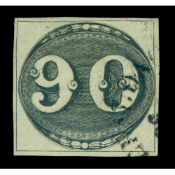 BRAZIL 1843 OLHO DE BOI 90reis blk - 1st print - Scott No 3 used - REENTRY at top