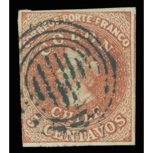CHILE 1854 COLUMBUS - Lithographed by Gillet - 5c red brown Sc No 7a used FVF Bild