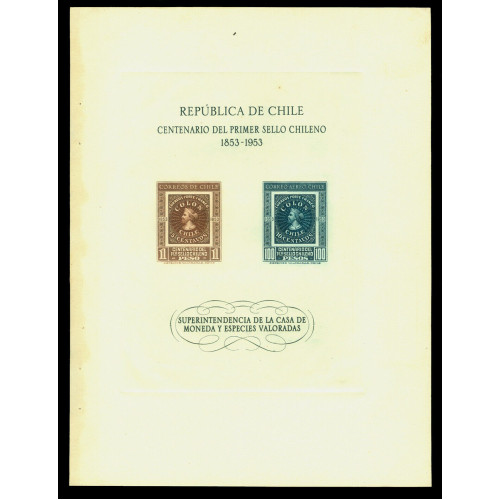 CHILE 1953 Columbus First Stamp Centenary BLOCK S S mint MNH 228x170mm - Scarce Bild
