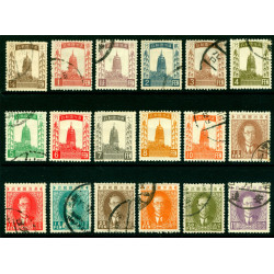 CHINA 1932 MANCHUKUO Emperor Puyi, Pagoda - 1st Definitive complete set Sc No 1-18