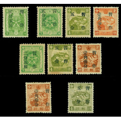 CHINA 1937 MANCHUKUO - SURCHARGED complete set - Sc No 101-109 mint MLH RARE set