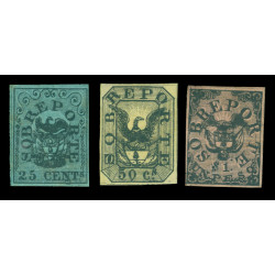 COLOMBIA-1866-Coat-of-Arms---POSTAGE-DUES-set-Scott--No--J1-J3-mint-MH