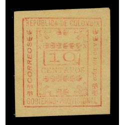 COLOMBIA-1903---Tumaco---Provisionals-10c-red-Yvert--No--10-mint-MH-VF+-Rare