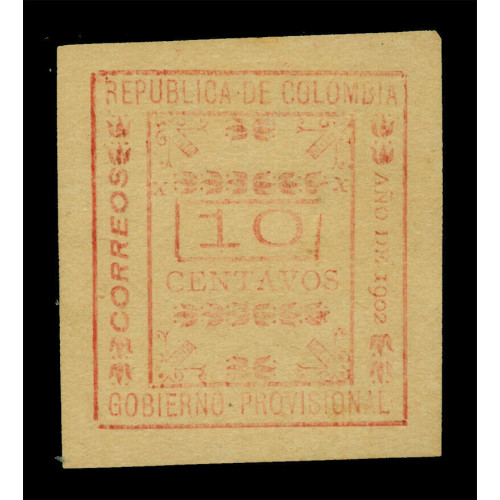 COLOMBIA-1903---Tumaco---Provisionals-10c-red-Yvert--No--10-mint-MH-VF+-Rare Bild