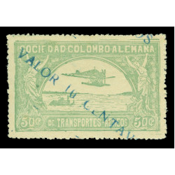 COLOMBIA-1921-AIRMAIL-SCADTA-Junkers-Hydroplane-10-50c-Sc-No--C18-mint-LH-VF-&-Rare