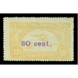 COLOMBIA-1921-AIRMAIL-SCADTA-Junkers-Hydroplane-30--10c-Sc-No--C37-mint-LH-XF--Rare