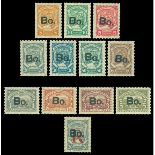 COLOMBIA-1923-AIRMAIL-SCADTA-BOLIVIA-Bo-ovpt.-set-Sc-No--CLBO1-11+CFLBO1-mint-MLH Bild