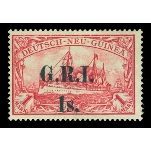 German-Colonies---NEW-BRITAIN-G.R.I.-NEW-GUINEA-1sh-1mk-Sc-No--12-mint-MH-w-cert-RR image