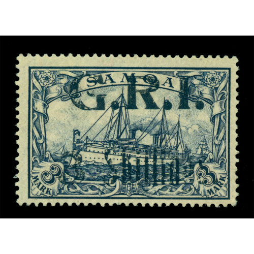 German-Colonies---SAMOA-1914-Yacht-G.R.I.-surcharge-3sh-3mk-viol-Sc-No--112-mint-MH Bild