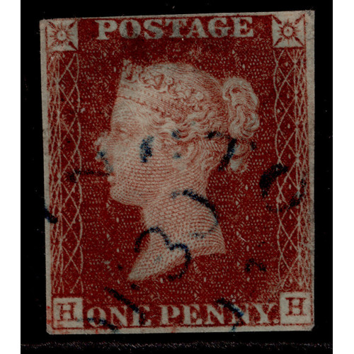 GB-QV-SG10--1d-DEEP-red-brown--USED-BLUE-TOWN-POSTMARK-HH Bild