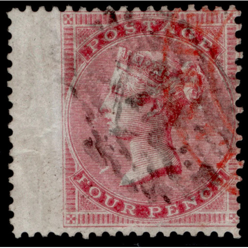 GB-QV-SG62b--SCARCE-4d-carmine-SMALL-GARTER-White-paper--USED image