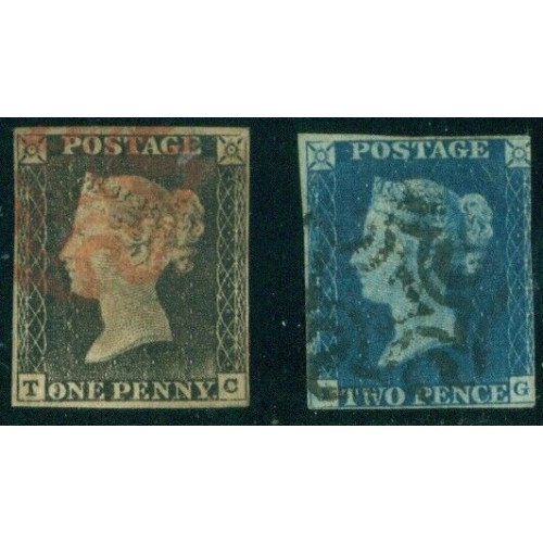 GREAT-BRITAIN--No-1-2--1p-&-2p--used--nice-3+-mgn-examples Bild
