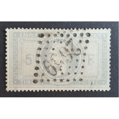 FRANCE 1869 Napoleon III 5 Fr bluish gray Scott No 37c used neat 2659 NÎMES cxl Bild