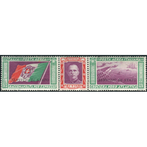 Showing image for ITALY-1933-TRIPTYCH-STATE-SERVICE-WATERMARK-LETTERS-9-10-MNH-RARITY