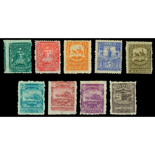 MEXICO 1897-98 Mail Train, Stagecoach, Mule complete set Scott No 269-278 mint MH Bild