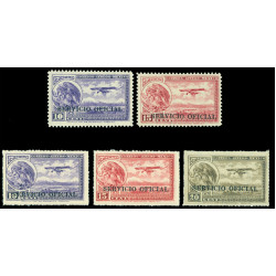 MEXICO 1932 AIRMAIL OFFICIALS - Eagle & Plane ovpt set Sc No CO20-CO24 mint MLH