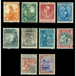 MEXICO 1934 Nat. University issue set AZTECS 5c -10p Sc No 698-706 mint MLH VF-XF