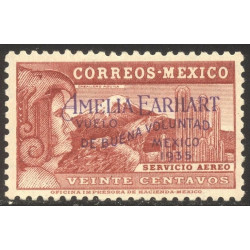 MEXICO C74 SCARCE Mint VF BEAUTY - 1935 10c Earhart Ovpt