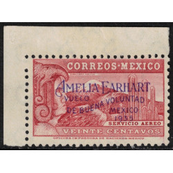 Mexico C74 Very Fine Never Hinged Upper Left Margin Example Amelia Earhart
