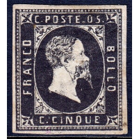 SARDINIA-—-SCOTT-1a---1851-5c-BLACK---MH-FAULTS-RAYBAUDI-CERT SARDINIA-—-SCOTT-1a---1851-5c-BLACK---MH-FAULTS-RAYBAUDI-CERT