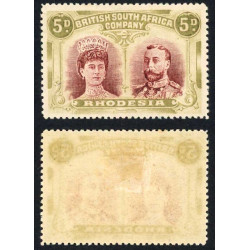 Rhodesia SG175var 5d lake-brown and yellow olive Fine M/M