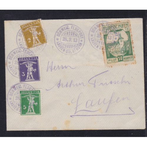 Zeige Bild für Schweiz Flugpost Vorläufer VII auf Brief Laufen-Solothurn 1913 Schweiz Flugpost Vorläufer VII auf Brief Laufen-Solothurn 1913 Bild