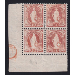 Briefmarken-schweiz-stehende-helvetia-1907-Nr96B-viererblock-ret-postfrisch Briefmarken-schweiz-stehende-helvetia-1907-Nr96B-viererblock-ret-postfrisch