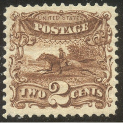 U.S.--No-113-CHOICE-Mint-XF-w-Cert---1869-2c-Postrider