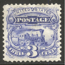 U.S.--No-125-SCARCE-Mint-Cert---1875-3c-Locomotive