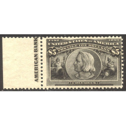 U.S.--No-245-RARE-Mint-NH-Cert---1893-$5.00-Columbian