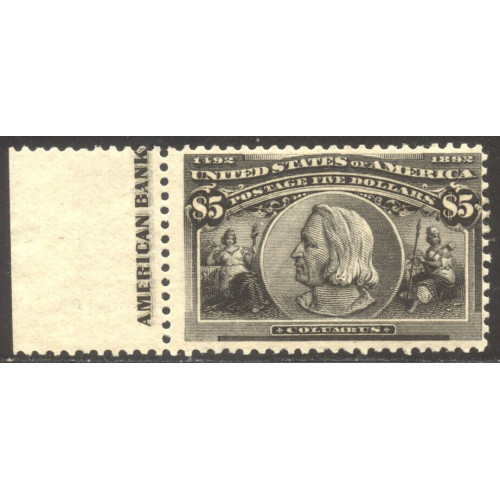 U.S.--No-245-RARE-Mint-NH-Cert---1893-$5.00-Columbian Bild