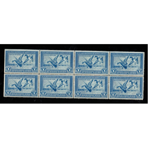 USA--No-RW1-Very-Fine-Never-Hinged-Rare-Block-Of-Eight---Usual-Light-Gum-Bends Bild