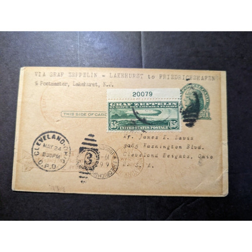 1930-USA-Airmail-LZ-127-Graf-Zeppelin-Cover-Lakehurst-NJ-to-Cleveland-OH--No-C13 Bild