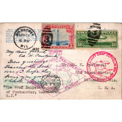1930-USA-LZ-127-Graf-Zeppelin-PPC-Postcard-FFC-Cover-to-Milwaukee-WI--No-C13