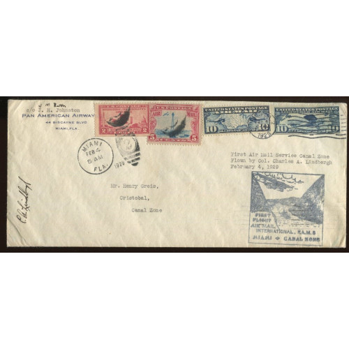Charles-Lindbergh-Signed-FAM-F5-1-Miami-to-Canal-Zone-Cover-with-Weiss-Cert-P69C Bild