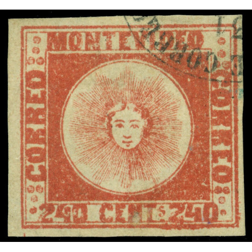 URUGUAY 1858 SUN 240c red Scott No 6 used VF - very Scarce image